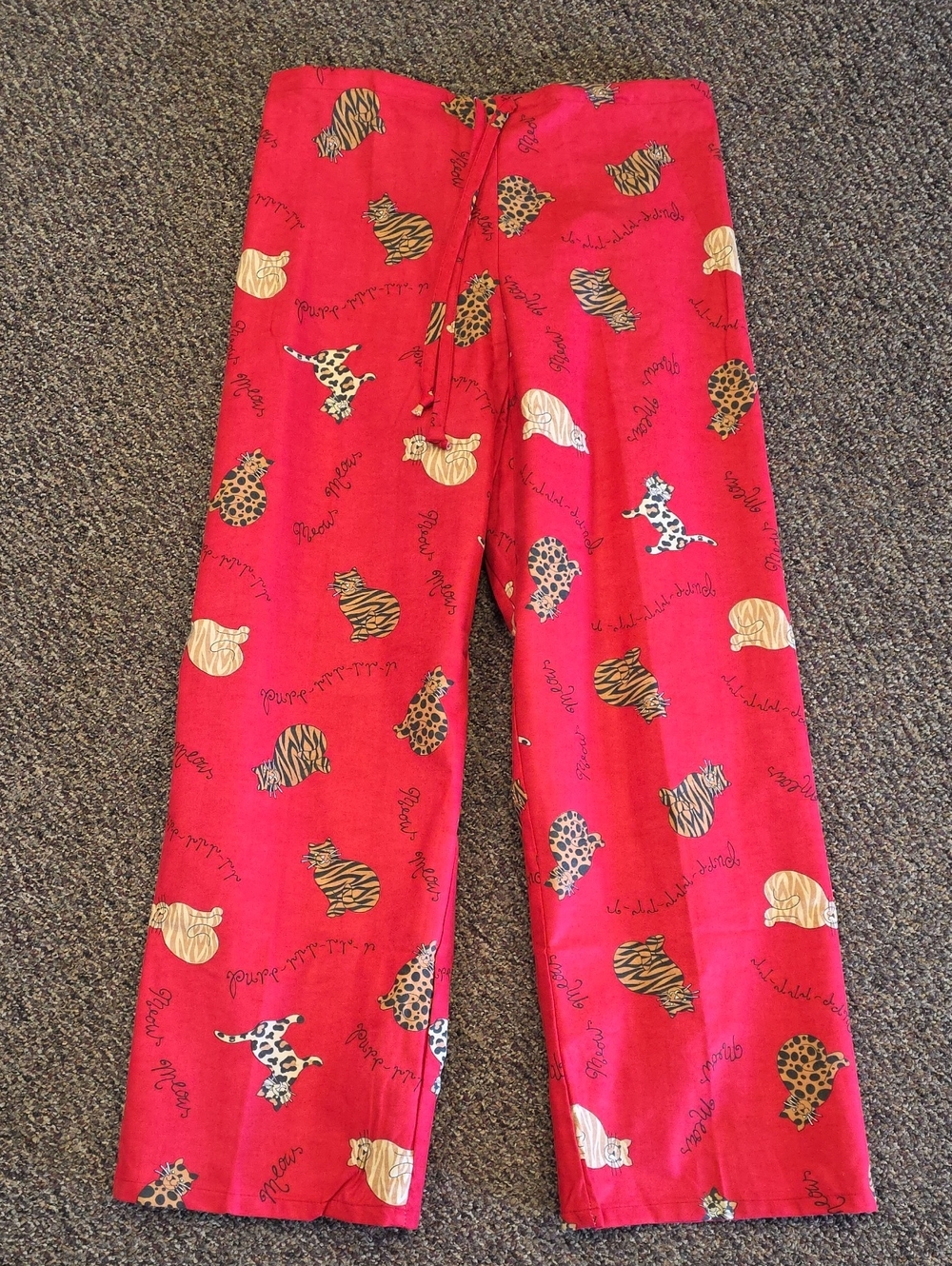 Cat Flannel Pajama Pants NWOT Made In USA 100% Cotton